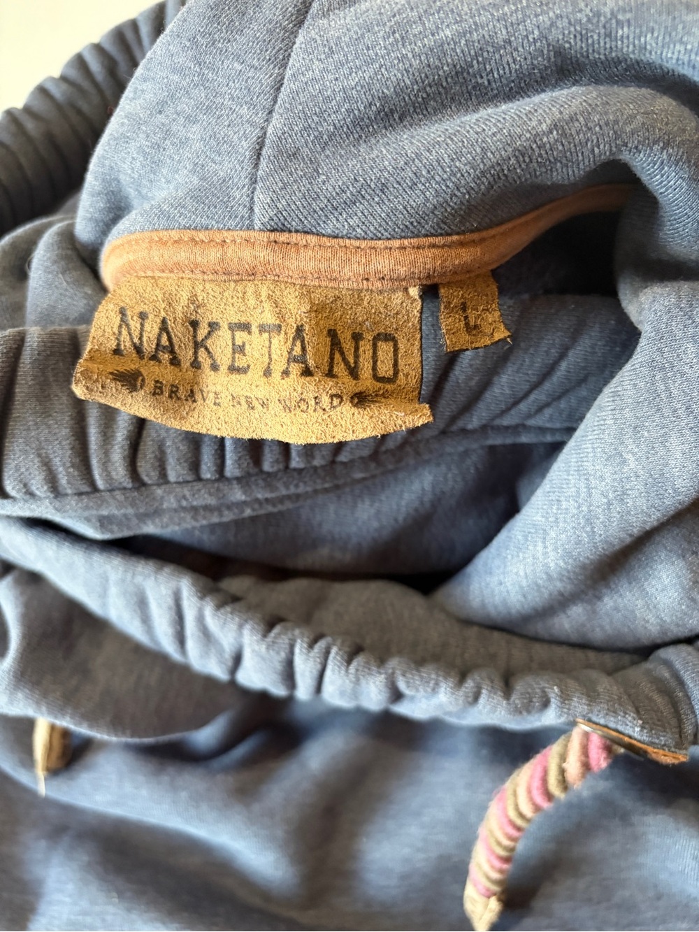Naketano blue long hoodie hooded sweatshirt dress women’s large cowl neck - Picture 7 of 12